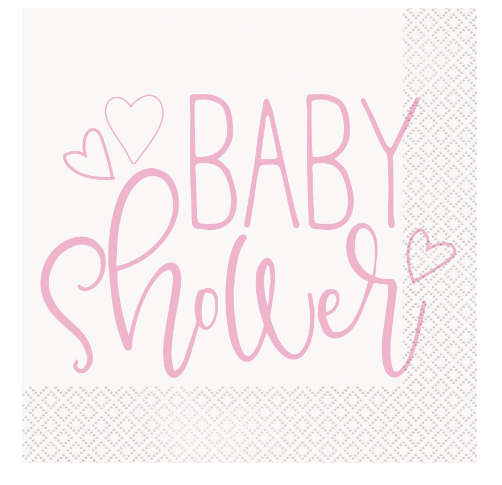 Pink Hearts Baby Shower Luncheon Napkins - (16 Pack)