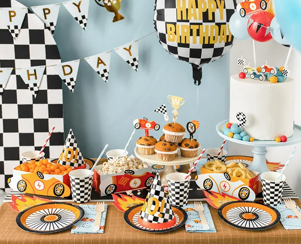Foil balloon Checkered flag Happy Birthday - (45cm)