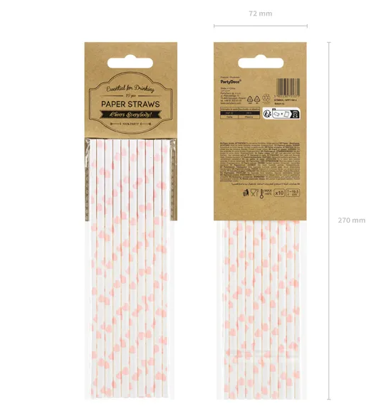 Paper Straws, lightpink, 19.5cm - (10 Pack)