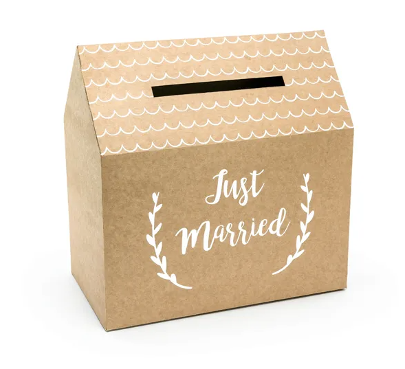 Wedding card box- Just Married,kraft - (30x30.5x16.5cm)