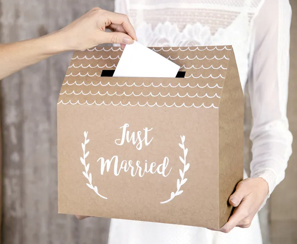Wedding card box- Just Married,kraft - (30x30.5x16.5cm)