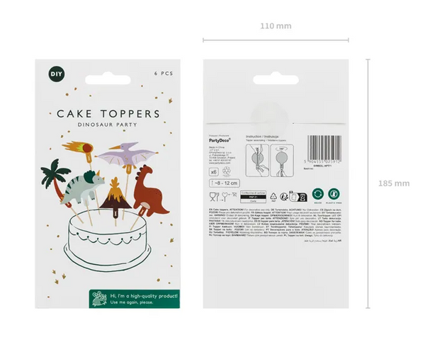 Cake toppers Dinosaurs, 8-12cm - (6 pack)