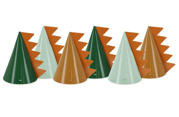 Party hats Dinosaurs, 14 cm, - (6 pack)