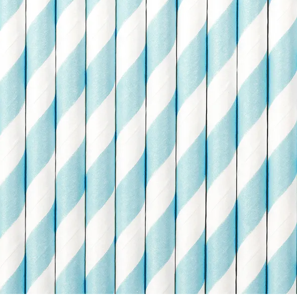 Paper Straws, skyblue, 19.5cm - (10 Pack)