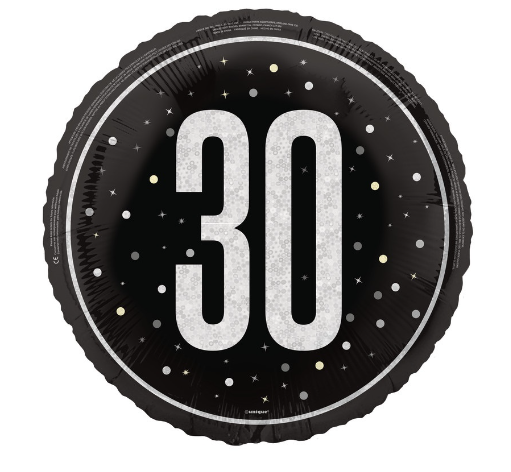 GLITZ Black 30 Prism Foil Balloon Round - (18" )