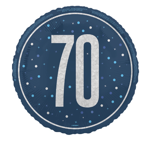 GLITZ Blue 70 Prism Foil Balloon Round - (18" )