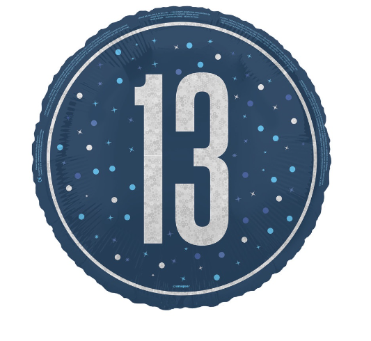 GLITZ Blue 13 Prism Foil Balloon Round - (18" )