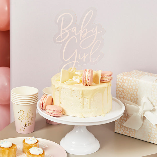 Pink 'Baby Gir;' Acrylic Cake Topper