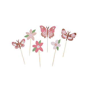FLOWER & BUTTERFLY FOOD PICKS - (16 Pack)