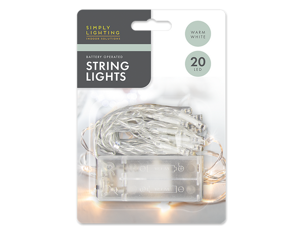 20 LED Battery Operated Lights - Warm White