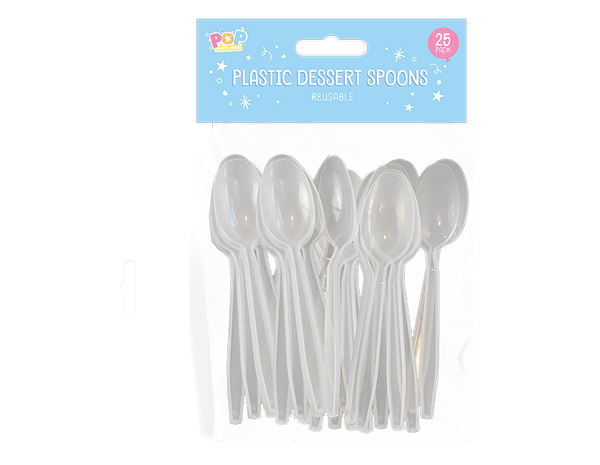 Reusable Plastic Dessert Spoons - (25 Pack)