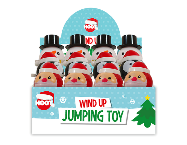 Christmas Wind Up Jumping Toy in 3 Assorted Designs