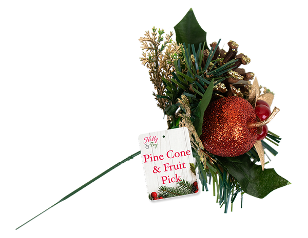 Christmas Pine Cone & Fruit Pick