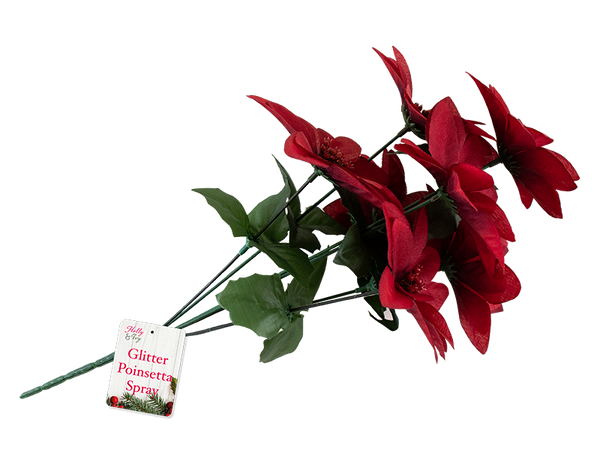 Christmas Glittered Poinsettia Spray