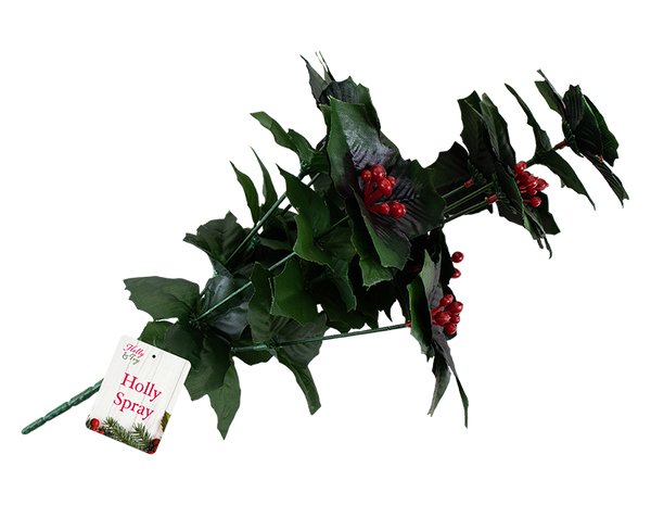 Decorative Christmas Holly Spray in 2 assorted Designs