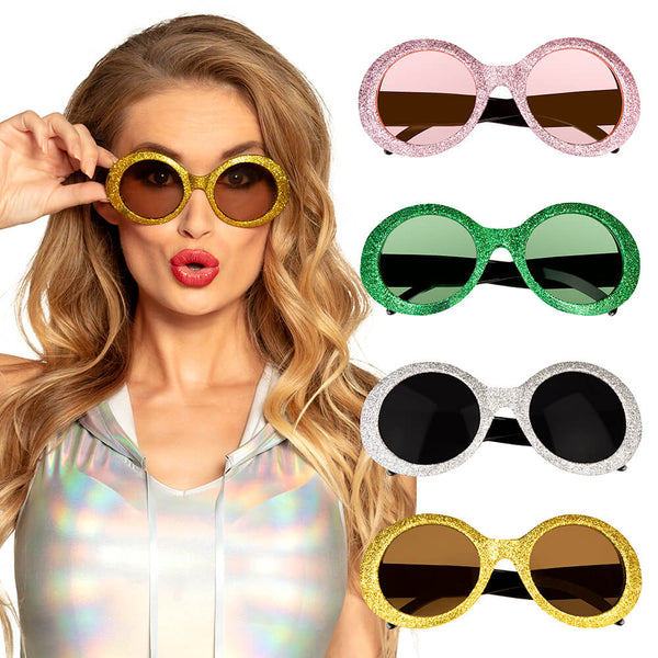 Party glasses Jackie glitter in 4 Assorted Colours