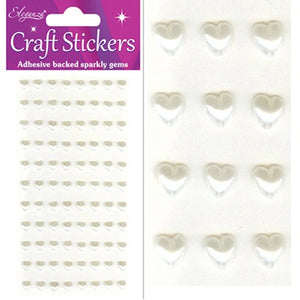 Craft Stickers 88 Pearl Hearts Ivory No.61 (6mm)