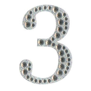 Craft Stickers Number 3 with Diamante Iridescent No.42 (50mm)