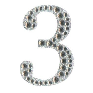 Craft Stickers Number 3 with Diamante Iridescent No.42 (50mm)