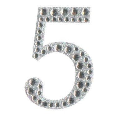Craft Stickers Number 5 with Diamante Iridescent No.42 (50mm)