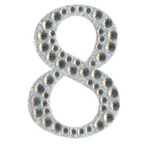 Craft Stickers Number 8 with Diamante Iridescent No.42 (50mm)