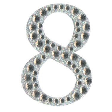 Craft Stickers Number 8 with Diamante Iridescent No.42 (50mm)