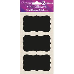 Craft Chalkboard Stickers Ornate Rectangle - 6 Pack - Black (90mm x 55mm)