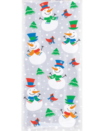 Snowman Glee Cellophane Bags (20 Pack)