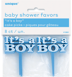 It's a Boy Blue Cake Picks (8 Pack)