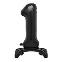 30" Black Standing Number 1 Foil Balloon (Non Inflated)