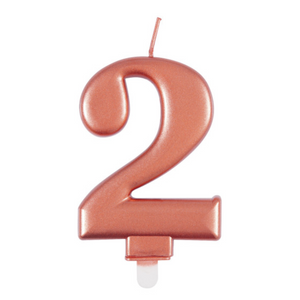 Metallic Rose Gold Number 2 Birthday Candle