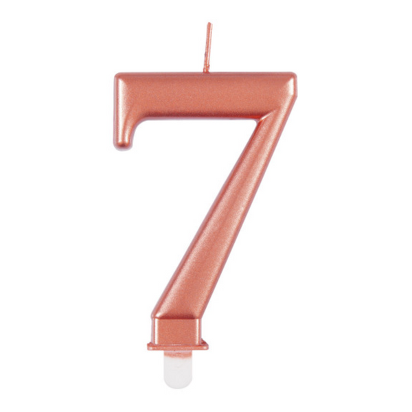 Metallic Rose Gold Number 7 Birthday Candle