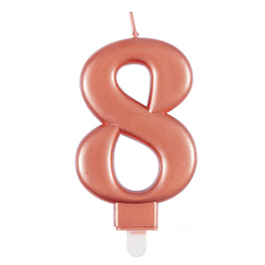 Metallic Rose Gold Number 8 Birthday Candle