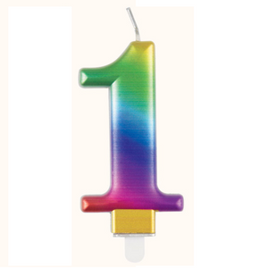 Metallic Rainbow Number 1 Birthday Candle
