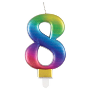 Metallic Rainbow Number 8 Birthday Candle