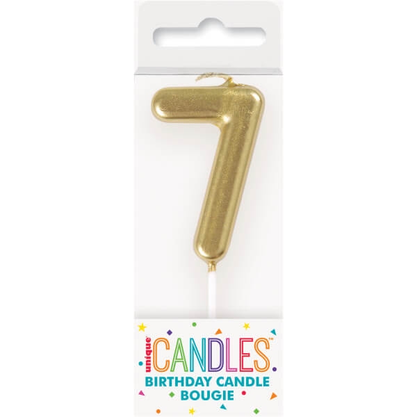 Mini Metallic Gold Number 7 Pick Birthday Candle