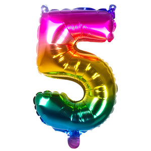 Foil balloon '5' rainbow (36 cm)