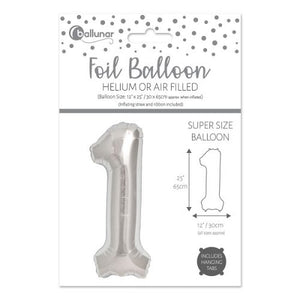 Number 1 Silver Foil Balloon (65cm)