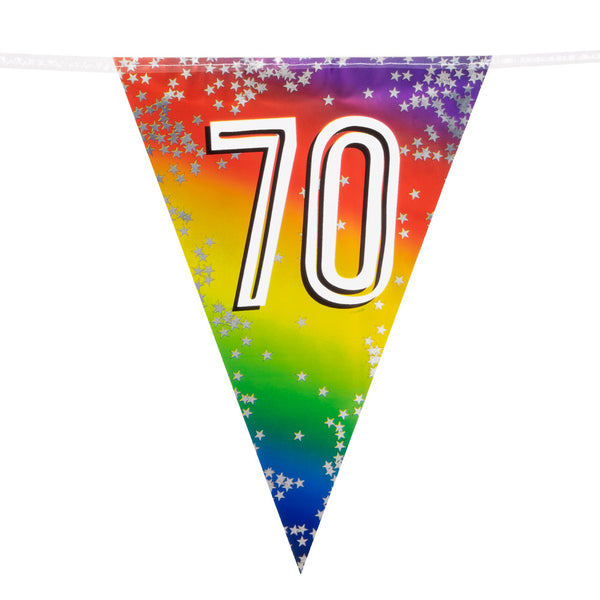 Foil bunting '70' Rainbow (6 m)
