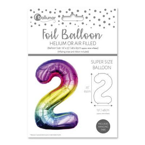 Number 2 Multicoloured Foil Balloon (65cm)