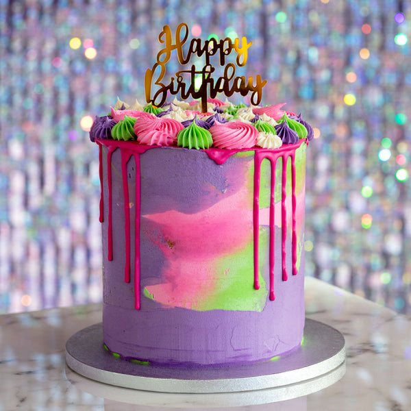 Cake topper 'Happy Birthday' gold (15.5 x 11 cm)