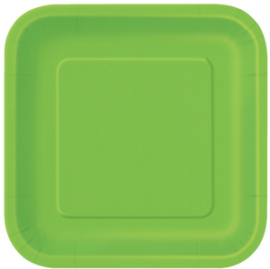 Lime Green Solid Square 7" Dessert Plates (16 Pack)