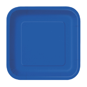 Royal Blue Solid Square 9" Dinner Plates (14 Pack)