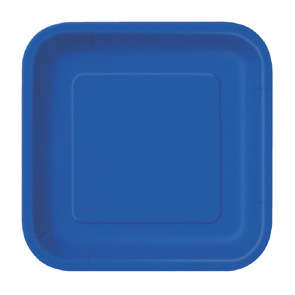 Royal Blue Solid Square 9" Dinner Plates (14 Pack)