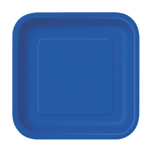 Royal Blue Solid Square 7" Dessert Plates (16 Pack)