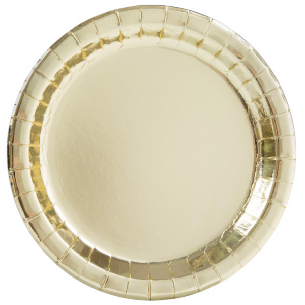 Gold Foil Round 9" Dinner Plates - Foil Board (8 Pack)