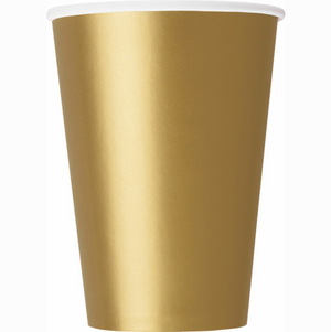 Gold Solid 9oz Paper Cups (14 Pack)