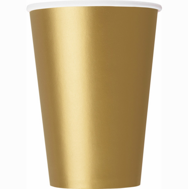Gold Solid 9oz Paper Cups (14 Pack)
