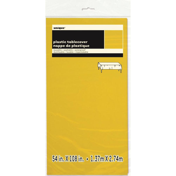 Neon Yellow Rectangular Plastic Table Cover - Short Fold (54" x 108")