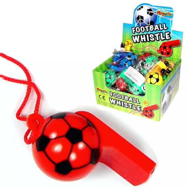 Football Whistle on Cord in 4 Assorted Colours - (6cm)